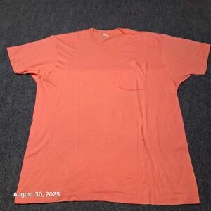 Vintage Single Stitch Pink Pocket T Shirt Size‎ XXL Crew Neck